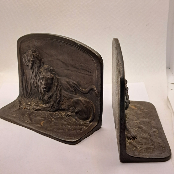 Antique brass bradley & hubbard bookends with lion 1900 - Picture 6 of 6